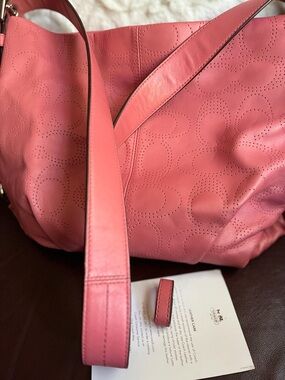 Coach Pink Coral Convertible Leather Shoulder Bag